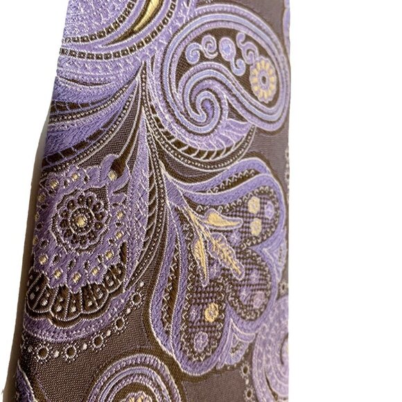 Ted Baker London Men's 100% Silk Necktie USA Designer Paisley Purple EUC - Picture 8 of 12